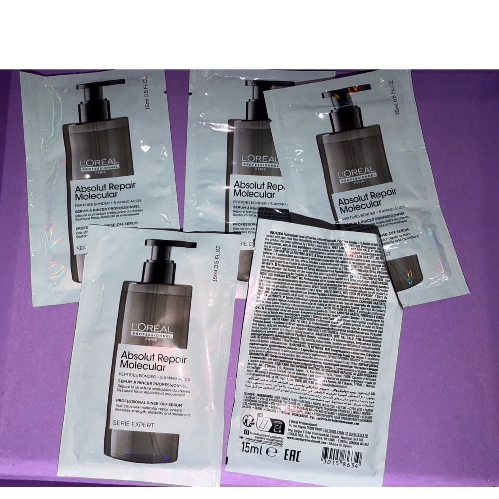 Loreal Absolut Repair Molecular Rinse Off Serum 5 Packets hair care travel